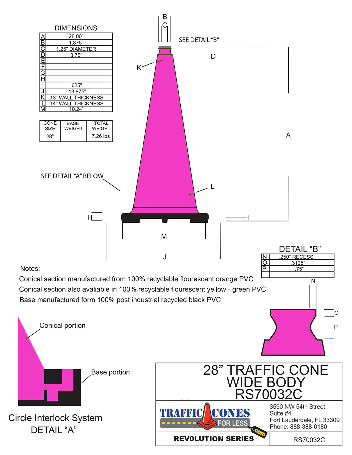 28-pink-traffic-cone-black-base-7lbs-traffic-cones-for-less