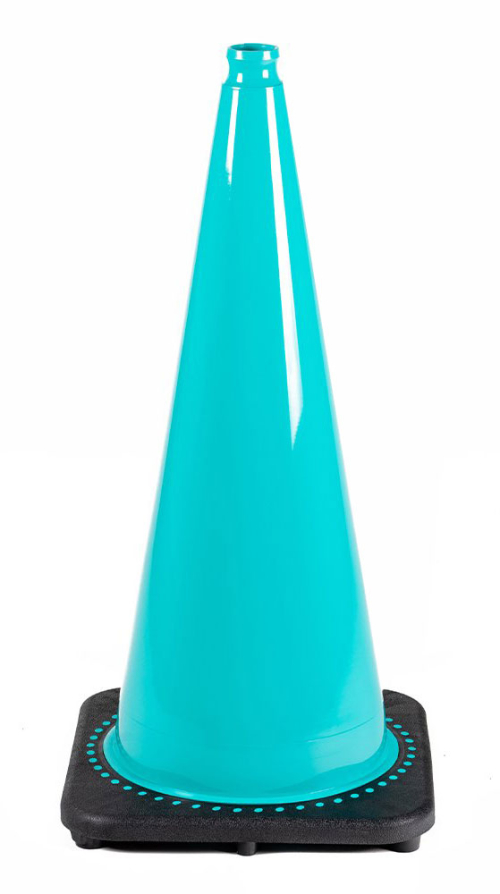 28 Teal Green PVC Traffic Cone W Black Base 7 Lbs