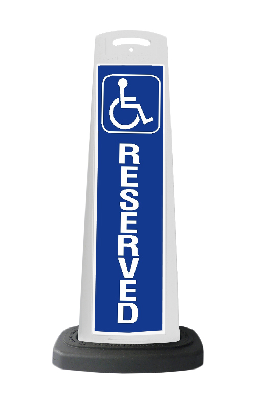 Valet White Vertical Panel Handicap Reserved With Reflective Sign P