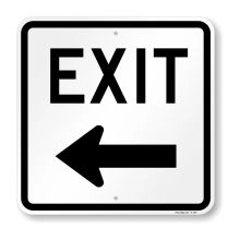 Parking Lot Exit Sign Left Arrow