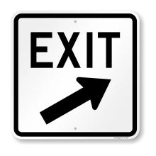 Parking Lot Exit Sign Upper Right Arrow