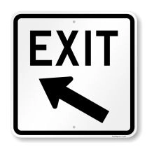 Parking Lot Exit Sign Upper Left Arrow