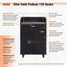 Elite Valet Podium w/Cam Lock, 150 Hooks-6