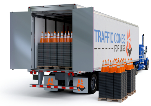 Truckload, DOT Approved, 36" Orange Traffic Cones, 12lbs black base, 6" & 4" reflective collar