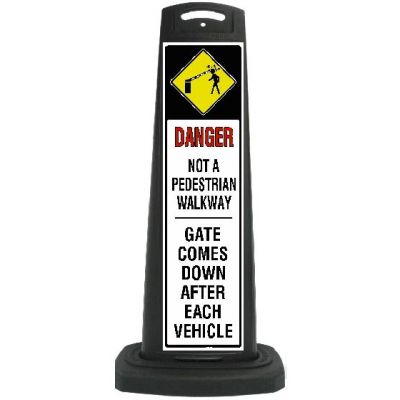 Valet Black Vertical Panel Danger with Reflective Sign P23