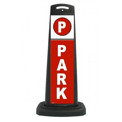 Valet Black Vertical Panel Red Background/ PARK with Reflective Sign P6