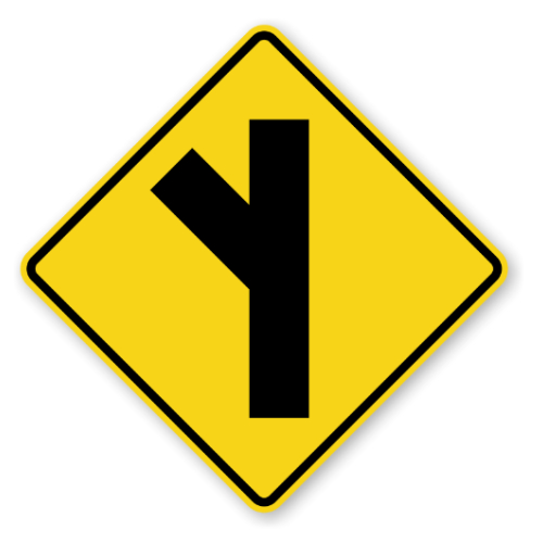 Official MUTCD Side Road at Angle (Left) Sign 