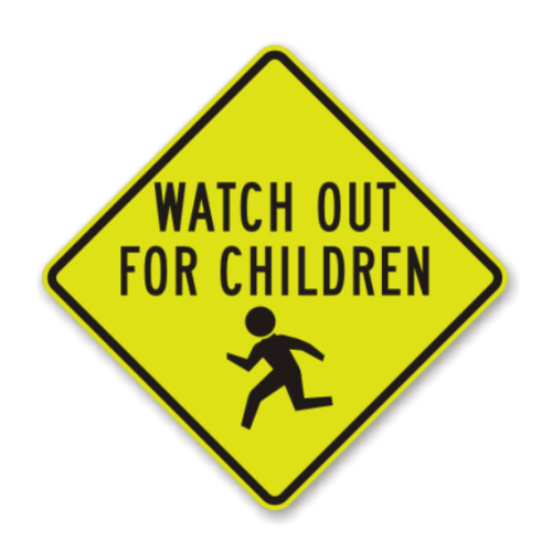 Fluorescent Diamond Grade Pedestrian Sign: Watch Out For Children (Child Crossing Symbol)