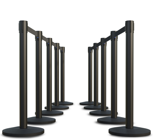 Lite Series Black Retractable Belt Stanchion - 10 Pack 