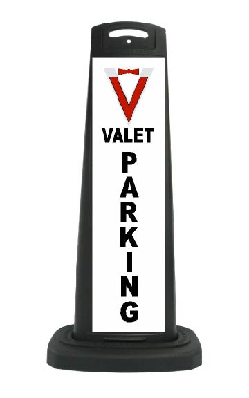 Valet Black Vertical Panel Valet Parking With Reflective Sign V14