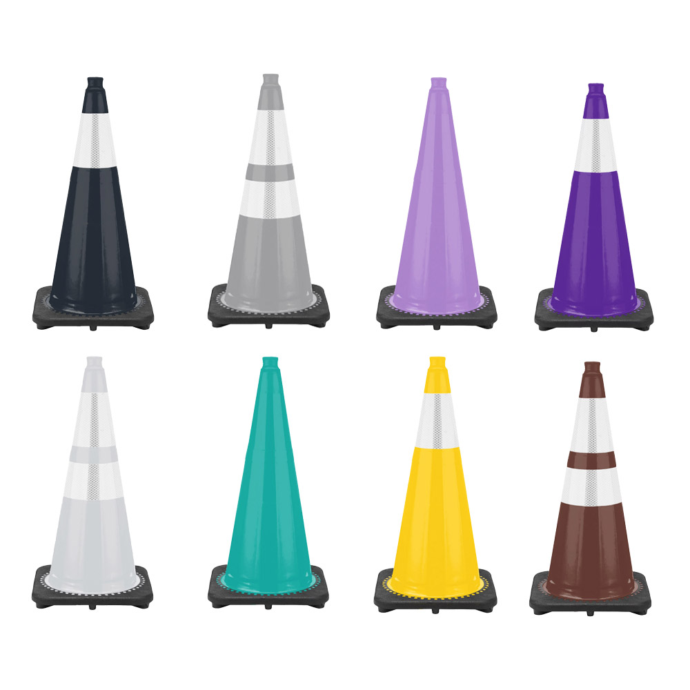 purple traffic cone