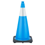 28" Sky Blue Traffic Cone, 7 lb Black Base, w/6"  Reflective Collar