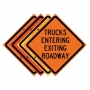 48" x 48" Roll Up Traffic Sign - Trucks Entering Exiting Roadway