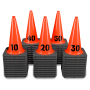 Sequentially Numbered 18" Orange Traffic Cones, 7 lb Black Base - 1- 50