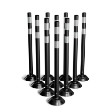 Omniflex 36 Inch Tubular Traffic Delineator - Black - 10 Pack 