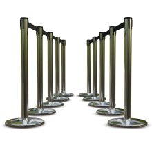 Stainless Finish Premium Stanchions w/Custom Color Belt - 10 pack