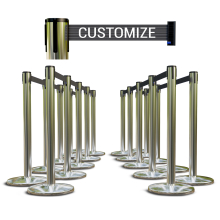 Polished Finish Stanchions w/Double Sided Custom Logo Belt - 20 pack