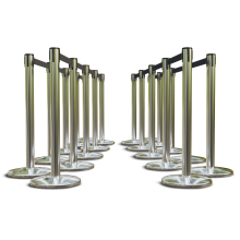 Stainless Finish Premium Stanchions w/Custom Color Belt - 20 pack