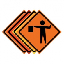 36" x 36" Roll Up Traffic Sign - Flagger Symbol