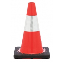 12" Orange Traffic Cone, 1.5 lb Black Base, w/4" Reflective Collar