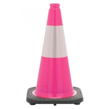18" Pink Traffic Cone, 3 lb Black Base, w/6" Reflective Collar