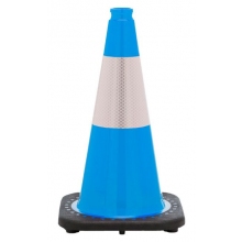 18" Sky Blue Traffic Cone, 3 lb Black Base, w/6" Reflective Collar