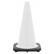 18" White Traffic Cone, 3 lb Black Base