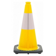 18" Yellow Traffic Cone, 3 lb Black Base, w/6" Reflective Collar