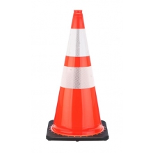 28" Orange Traffic Cone, 5.5 lb Black Base, w/6" & 4" 3M Reflective Collar