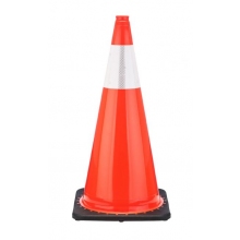 28" Orange Traffic Cone, 5.5 lb Black Base, w/6" Reflective Collar