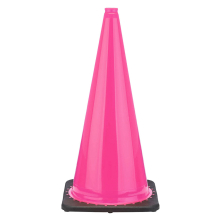28" Pink Traffic Cone, 7 lb Black Base