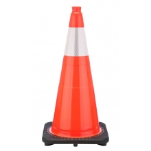 28" Orange Traffic Cone, 7 lb Black Base, w/6" Reflective Collar