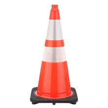 28" Orange Traffic Cone, 10 lb Black Base, w/6" & 4" 3M Reflective Collars