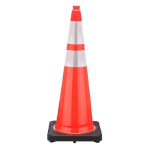 AL DOT  36" Orange Traffic Cone, 10 lb Black Base, w/6" & 4" 3M Reflective Collar