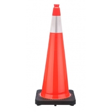 36" Orange Traffic Cone, 10 lb Black Base, w/6" 3M Reflective Collar