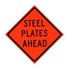 48" x 48" Roll Up Traffic Sign - Steel Plates Ahead