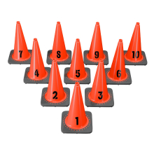 Sequentially Numbered 28" Orange Traffic Cones, 7 lb Black Base - 1-10 