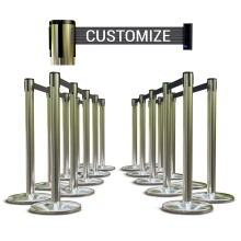 Polished Finish Stanchions w/Double Sided Custom Logo Belt - 20 pack