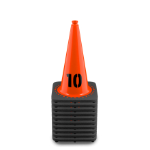 18" Orange Traffic Cones, 3 lb Black Base - Numbered Sequentially 1 - 10