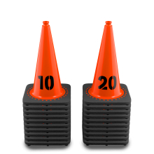 18" Orange Traffic Cones, 3 lb Black Base - Numbered Sequentially 1 - 20