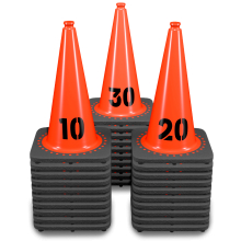 Sequentially Numbered 18" Orange Traffic Cones, 3 lb Black Base - 1- 30