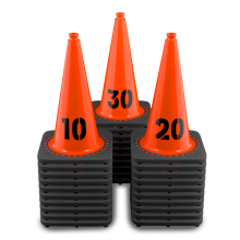 18" Orange Traffic Cones, 3 lb Black Base - Numbered Sequentially 1 - 30