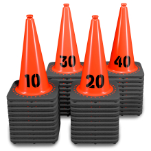 Sequentially Numbered 28" Orange Traffic Cones, 7 lb Black Base - 1- 40 