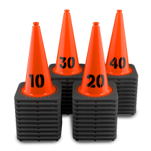 18" Orange Traffic Cones, 3 lb Black Base - Numbered Sequentially 1 - 40