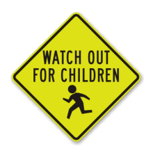 Fluorescent Diamond Grade Pedestrian Sign: Watch Out For Children (Child Crossing Symbol)