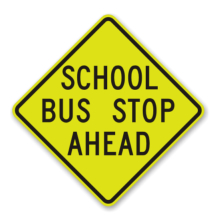 30" Fluorescent Diamond Grade School Sign: School Bus Stop Ahead