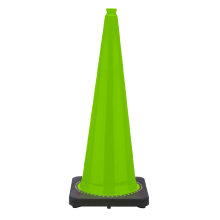 36" Lime Green Traffic Cone, 12 lb Black Base