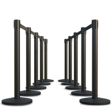 Black Finish Premium Stanchions w/Custom Color Belt - 10 pack