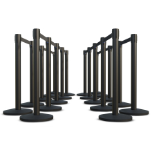 Black Finish Premium Stanchions w/Custom Color Belt - 20 pack