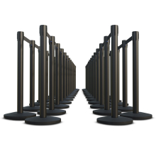 Black Finish Premium Stanchions w/Custom Color Belt - 50 pack